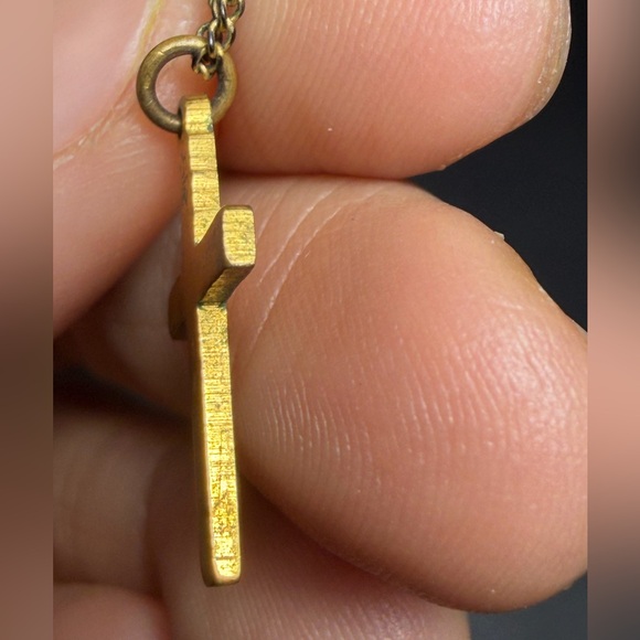 Vintage Swift & Fisher 1960s 12K Gold Filled Etched Cross Necklace - Picture 7 of 11